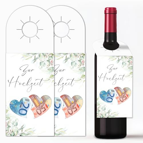 Geldgeschenk Hochzeit Flaschenetiketten, Geschenke für Brautpaar, Hochzeitskarte für Hochzeit, Jahrestag