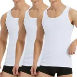 Falechay Unterhemd Herren Tank Top 3er Pack Baumwolle Feinripp ärmellos Muskelshirtst Männer Sportunterhemden Weiß L