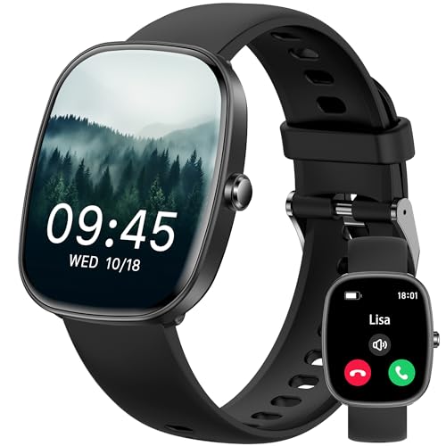 Smartwatch Damen Herren, 1.83” HD Fitness Tracker mit Telefonfunktion, Blutdruckmessung/Schlaftracker/Herzfrequenz/SpO2/Schrittzähler, 120+ Sportmodus, IP68 Wasserdicht Fitnessuhr für iOS Android