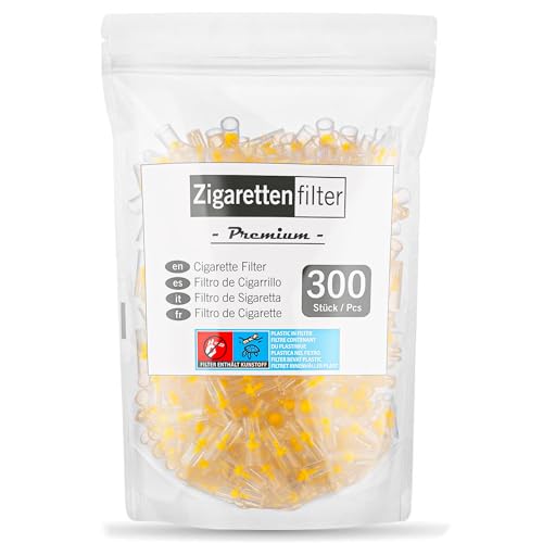 THOMETZKI Premium Zigarettenfilter - 300er Pack, Hochwertige Anti-Teer Aufsätze, Nikotinstopp, Universal 7.5-8mm Kompatible Kunststoff-Spitzen, Effiziente Filterung, BPA Frei