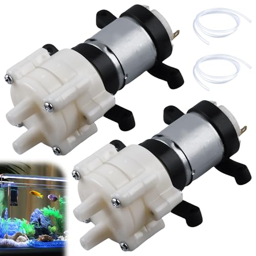 2 Stück Membranpumpe 12V: 385 DC 12 V Mini Wasser Saugpumpe, 1-2 L/min Wasserdruck Membranpumpe, Wasserpumpe Selbstansaugend, Mini Elektrische Wassersaugpumpe für Tee Maschine Wasserspender Aquarium