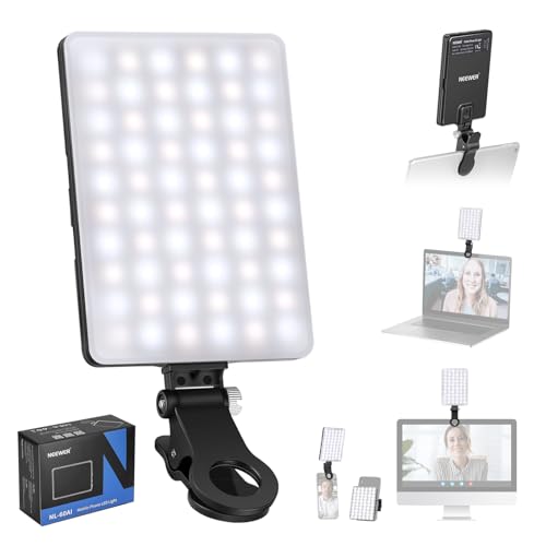 NEEWER Selfie Licht Panel mit Klammer Telefonhalter 3 Lichtmodi Videolicht Handy 60 LED High Power 2000mAh Akkus CRI 95+ Led Videokonferenz Leuchte für Phone/Tablet/Laptop, Zoom TikTok Live Streaming