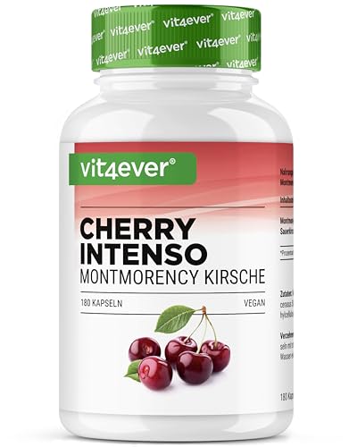 Cherry Intenso - 180 Kapseln mit 550 mg Extrakt - Premium Extrakt mit Konzentration 50:1-100% Montmorency Sauerkirsche - Laborgeprüft - Vegan - Hochdosiert