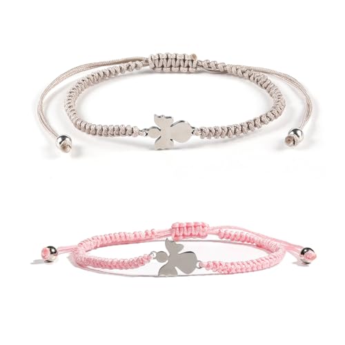 SSKHE 2 PCS Silbernes Schutzengel Armband, Selbstgemachtes Schmuckstück, Ideal als Kommunion- oder Konfirmationsgeschenk, Verstellbares Armkettchen für Mädchen, Inklusive Geschenkverpackung