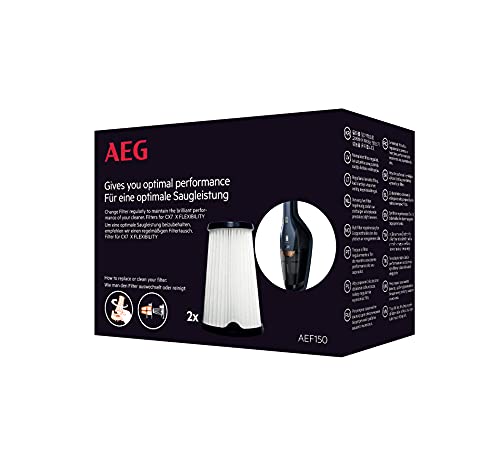 AEG AEF150 Filterset für CX7-2 & QX8 / Doppelpack / Innenfilter / Staubsauger Filter / optimale Saugleistung + Filtrationsleistung / regelmäßiger Filtertausch / einfache Reinigung + Austausch / weiß