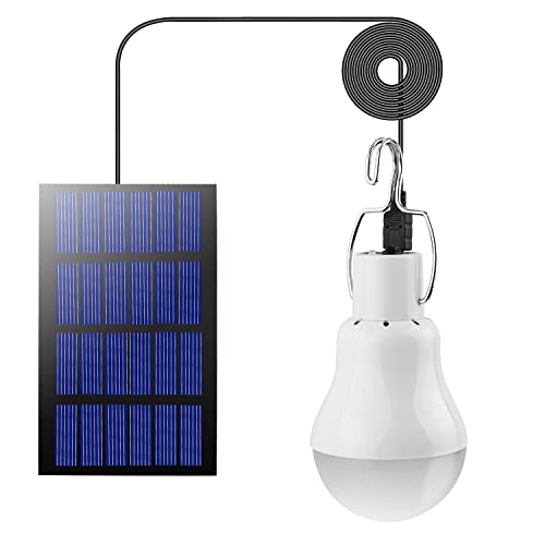Beinhome LED Solar Glühbirne Solarlampen für Außen 1PC mit 3M Kabel, Campinglampe Laterne Hängelampe mit Solarpanel,3W Birne für Außen Innen Camp Zelt Wandern Angeln Gartenhaus