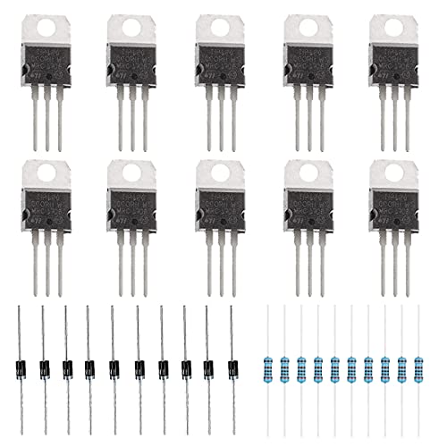 Youmile 30 stücke TIP120 60 V 5A NPN Darlington Bipolar Leistungstransistor TO-220 3Pin Für Arduino Mit 2,2 k Ohm Widerstände, 1N4001 DIODE