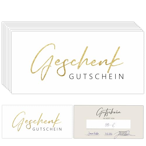 25 Blanko Gutscheine DIN-Lang (21 x 9,9 cm) – Geschenkgutschein zum selbst Ausfüllen für Nagelstudio, Friseur, Kosmetik, Massage, Wellness & mehr