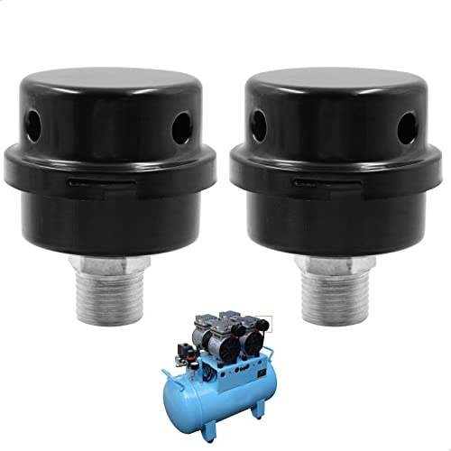 Luftkompressor Druckluft Ansaugfilter Schalldämpfer Filter - 2 Stück Metall Gewindeanschluss Kompressor Schalldämpfer Schwarz Ansaugfilter Kompressor Luftfilter 20 mm Gewinde (1/2 Zoll PT 20 mm)