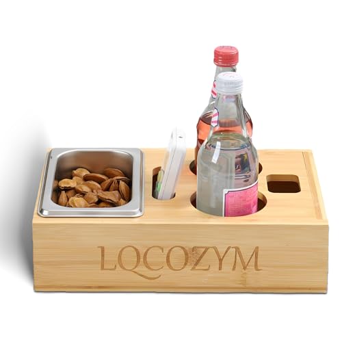 LQCOZYM Couchbar Snackbox – Bambus-Sofatablett für die Couch, Weihnachten & Halloween | Couch Bar Tisch-Organizer