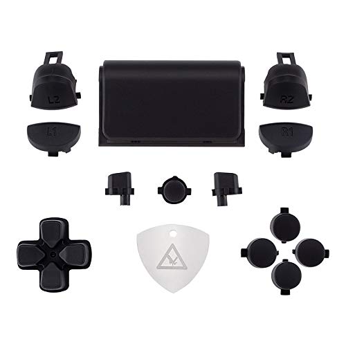 eXtremeRate Ersatz Knöpfe kompatibel mit ps4 Controller, Ersatzteile D-Pad/R1 L1 R2 L2 Trigger Tasten/Aktionstasten/Share/Option/Touchpad Buttons Set für ps4 Pro Slim CUH-ZCT2 Controller(Schwarz)