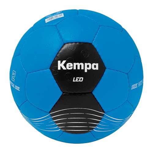 Kempa Leo Handball Trainingsball und Spielball, Handball für Kinder und Erwachsene - strapazierfähig und griffig von Größe 0 bis Größe 3, kempablau/schwarz