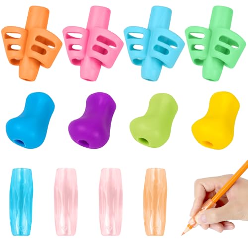 PROPOG Schreibhilfe für Stift Kinder, 12 Stück Stifthalter Kinder Hilfe Silikon Schreibhilfe Stifthaltung Ergonomische Stifte Kinder für Linkshänder oder Rechtshänder