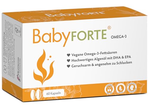 BabyFORTE Omega-3 aus Algenöl, DHA & EPA, vegan 60 Kapseln, Kombinierbar zu Kinderwunsch Vitaminen