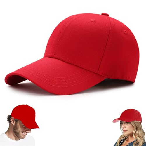 QEEROYO Basecap Unisex, Baseball Cap Herren Damen, Einstellbare Kappe mit Schirm, Sonnenschutz Baseballkappe für Outdoor Running Tennis Golf Reisen, Rot