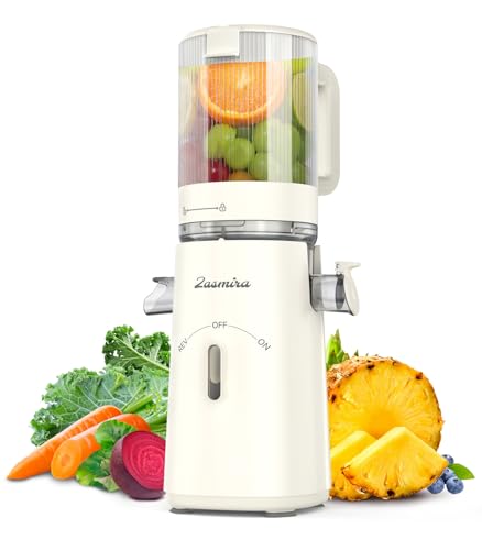 Zasmira Entsafter, Entsafter Slow Juicer mit hohem Drehmoment und 120MM-Einfüllschacht, Kein Vorschneiden entsafter für gemüse und obst, 99,6% Saftreinheit, 1,5L, REV-Modus, einfacher zu reinigen