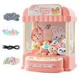 HOMCENT Klauenmaschine für Kinder, Mini Klauenmaschine mit Münze, Plüschtiere und Gashapons, Greifautomat Kinder, Claw Machine mit Musik für Mädchen, Rosa