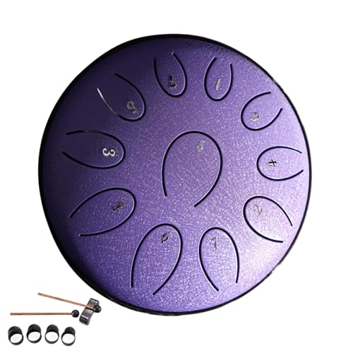 Tongue Drum, Stahlzungentrommel 6 Zoll 11 Tone C-Dur Zungentrommel, Chakra-Regentrommel, min-i Stahlzungentrommel Set, Handpan Steel Drum Für Meditation,Yoga,Musikerziehung, Klangheilung 14,4x7cm