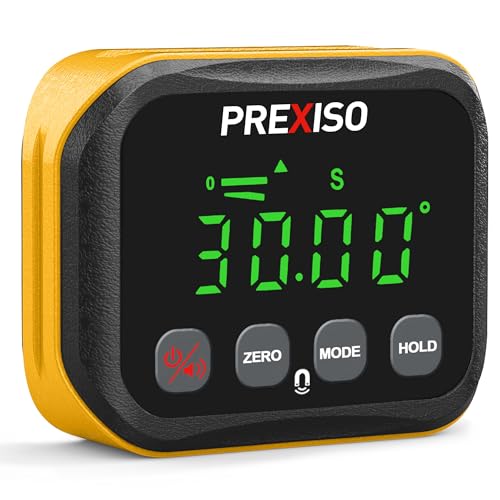 PREXISO Neigungsmesser mit Magnetfuß, LCD Winkelmesser, LCD Digitaler Winkelsucher Winkelmessgerät Inklinometer Level Box Magnetisch, 360° Winkel Messen, Mit Tasche & 2 Batterien