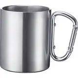 Westmark Edelstahltasse mit Karabinerhaken – praktische Camping-Tasse Outdoor, ideal für heiße und kalte Getränke, Becher mit Karabiner zum Befestigen – 300 ml, Edelstahl, rostfrei