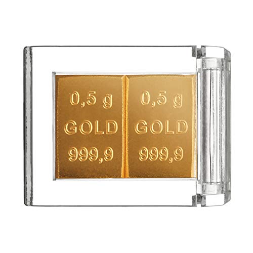 Gold als Geschenk - Goldbarren 2x 0,5g in hochwertiger Kapsel - Echtheitsgarantie - Feingold 999.9