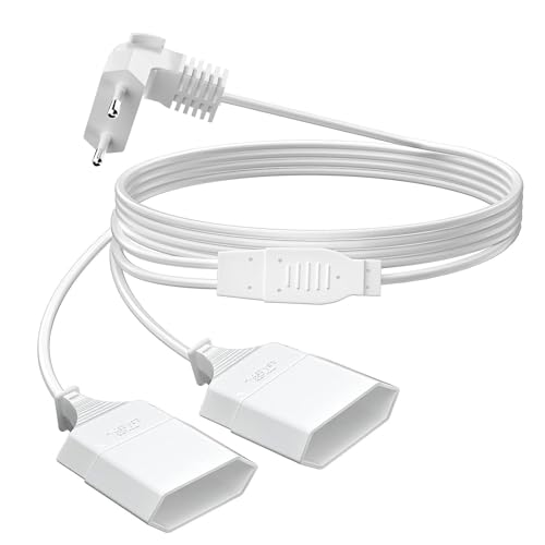 Verlängerungskabel Eurostecker,1,5M Verlängerungskabel Flach,Steckdosenadapter Flach,2-in-1 Stromkabel Dreifach Typ-C-Stecker, 0,75 mm² Max,Flachstecker Verlängerung für TV PC Computer Monitor