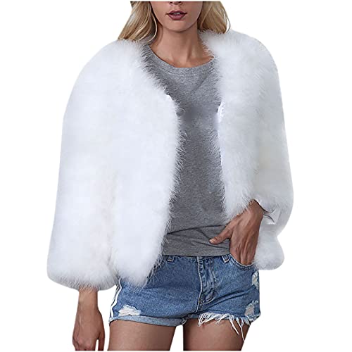 Winterjakce Damen Sale Angebote Kunstpelze Jacke Damen Modische Einfarbig Pelzmantel Dicke Warme Winterjacke Winter Felljacke Kurze Kunstfell Mantel Langarm Wintermantel Große Größen Pelzjacke Blusen