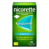 NICORETTE Kaugummi 4mg whitemint – Nikotinkaugummi zur Raucherentwöhnung – Zahnweißeffekt – Minzgeschmack – 4mg Nikotin – 105 St.