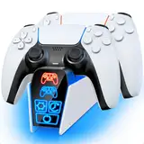 Fenolical Ladestation für DualSense PS5 & Edge Controller, Touch-Ladestation, Zeitgesteuerte, Multifunktionale Playstation5-Gaming-Ladestation mit frei Steuerbarer Beleuchtung