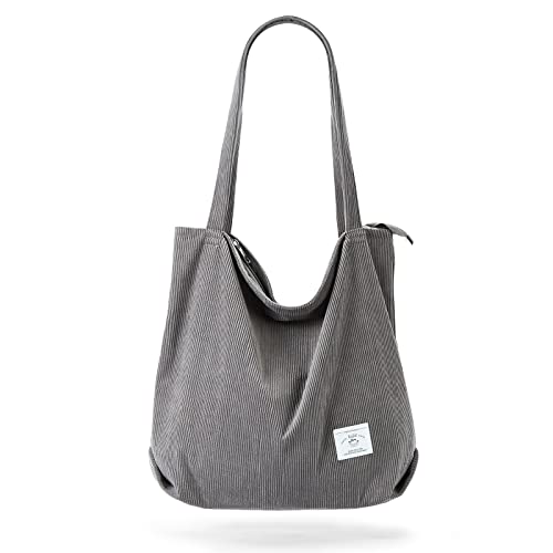 KALIDI cord Tasche Damen Umhängetasche mit Reißverschluss,Groß Shopper Tasche Tote Bag Handtasche Schultertaschen für Arbeit Büro Reisen Einkaufen Schule und Alltag