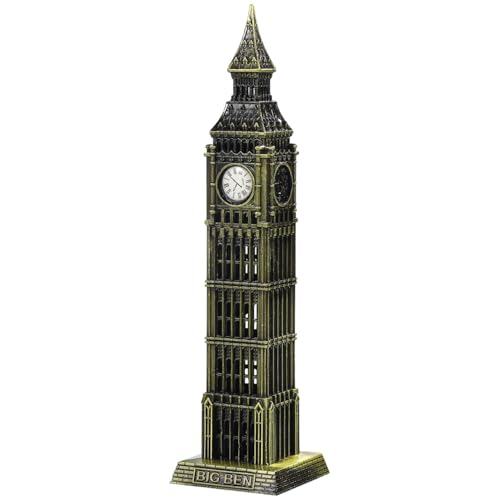 Gadpiparty Big Ben-Statue Architekturmodell Legierung England Big Ben Glockenturm Sammlerfigur Tourismus-Souvenir Tischdekoration, Legierung, Messingfarben