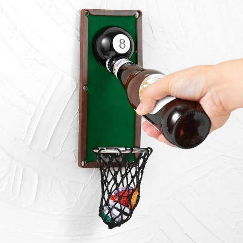 Arola Magnetischer Billardkugel Flaschenöffner, Wandöffner mit Kappensammler, Geburtstagsgeschenk für Billardliebhaber, Bierliebhaber und Männer, als Dekoration für die Küchenhofbar (Flanell)