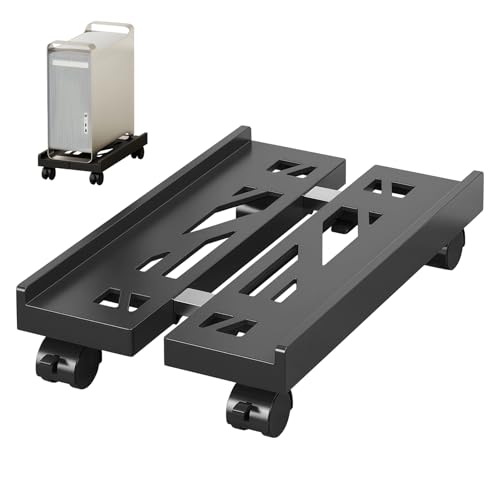 PC Ständer, PC Stand, Rechner Halterung Unter Schreibtisch, Computer Desktop Ständer, Mobiler CPU Ständer, Computer Tower Rollwagen mit 4 Rollen, Desktop Computer Tower Ständer, Schwarz