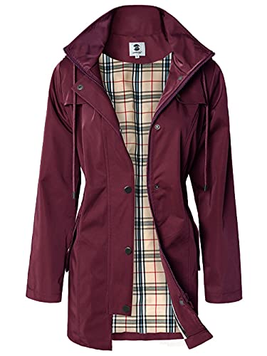 SaphiRose PONCHO Damen Regenjacke Windbreaker Wasserdicht Kapuze Übergangsjacke mit Atmungsaktiv Futter für Frühling Sommer und Herbst Weinrot XXL