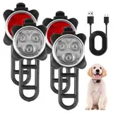 Sporgo 4 Stück Sicherheit Haustier Lichter, LED Blinklicht für Hunde Katzen, USB Wiederaufladbar Sicherheitslicht LED Licht Leuchtanhänger Hund, Wasserdicht Haustier Lichter mit 4 Blinkmodis (4)