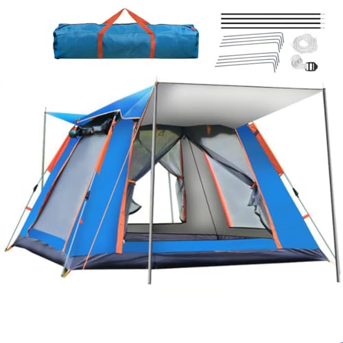 Camping Zelt Wurfzelt 4/10 Personen Sofortzelt Pop Up Strandzelt Kuppelzelt Automatisches Wasserdicht Winddichte & UV Schutz für Trekking, Wandern, Familientreffen, Outdoor (240 * 240 * 154cm(Blau))