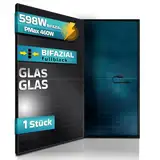 SUNNIVA® Solarpanel FULL BLACK Bifazial Glas/Glas 598 Watt PV Panel - PMax 1 x 460W Bifacial Solar modul n-type, geeignet für Balkonkraftwerk (1er), IP68, Photovoltaik