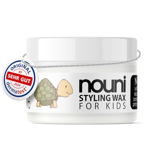 Haarwachs für Kinder und Kleinkinder | ohne Parabene, Silikone, Sulfate oder Farbstoffe | vegan | MADE IN GERMANY | Sensitives Hair Styling Wax für Mädchen und Jungen + Kokos-Duft | nouni | 50m