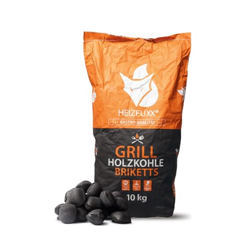 HEIZFUXX Grillholzkohlebriketts 10kg 1 Paket - Grillbriketts Grillkohle Grillholzkohle Kohle Hartholz BBQ Gastro Restaurant Smoker Dutch Oven Steakhouse Profi Premium Qualität Paligo