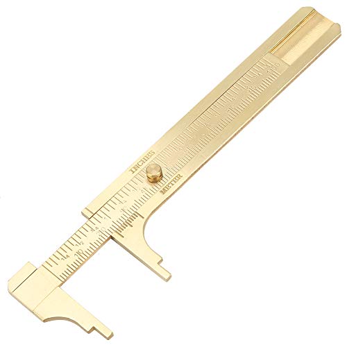 Double -Scale Mini Vernier Calibrator, Dauerhafte Messingkaliberregel, Tragbares Messwerkzeug für Präzise Messwerte (100 mm)