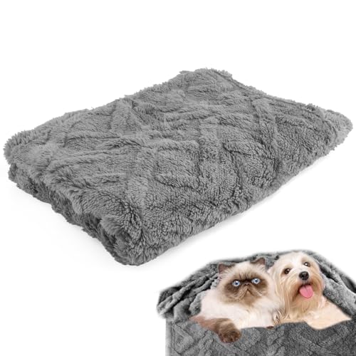 Neerow Hundedecke, 70x100 cm Katzendecke Sofa, Hunde Decke Waschbar, Fleece Haustier Decke Flauschig für Kleine und Mittelgroße Hunde, Katzen Kuscheldecke (Grau)