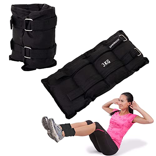 SPRINGOS Fußgelenkgewichte 2 x 3 kgTrainingsgewichte Gymnastik Fitness Gewichtsmanschetten, Sportequipment