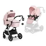 hauck 2 in 1 Kinderwagenset Vision X Set ab Geburt bis 22 kg mit Babywanne, wendbaren Sportsitz mit Beindecke und Liegefunktion, UPF 50+, Gummiräder, Getränkehalter, Zusammenklappbar (Melange Rose)