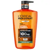 L'Oréal Men Expert XXXL Duschgel und Shampoo für Männer, Duschbad zur Reinigung von Körper, Haar und Gesicht, Herren Körperpflege für langanhaltende Frische mit Taurin, Hydra Energy, 1 x 1000 ml