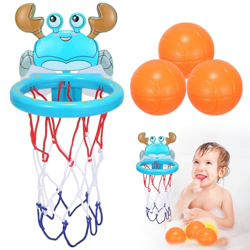 Badewannen Basketballkorb, Basketballkorb für Badezimmer, Saugnapf Basketballkorb mit 3 Bälle, Basketball Badewannenspielzeug, Interaktives Badespielzeug, für Kinder von 1-8 Jahren