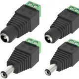 4 Stück 5,5 mm x 2,1 mm Männlich und Weiblich DC-Stecker Buchse Netzadapter für CCTV-Kamera, LED-Leiste leuchtet Adapter Plug Jack Adapter Connector (2 x DC Buchse, 2 x DC Stecker)