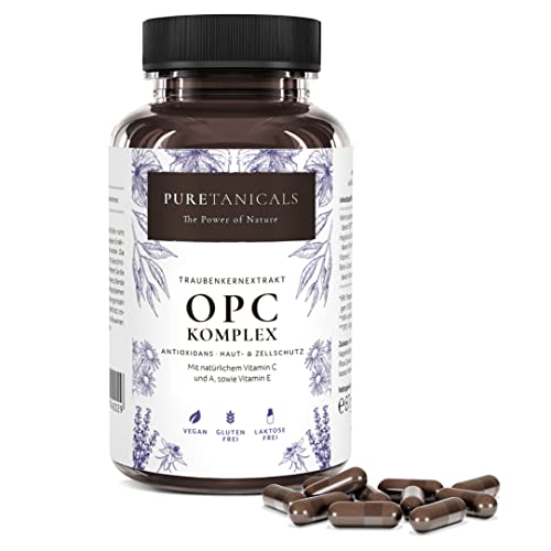 OPC Traubenkernextrakt Kapseln + natürlichem Vitamin C, A & E | Antioxidant Komplex hochdosiert laborgeprüft | 530mg reiner Extrakt | Weintraubenextrakt vegan ohne Magnesiumstearat