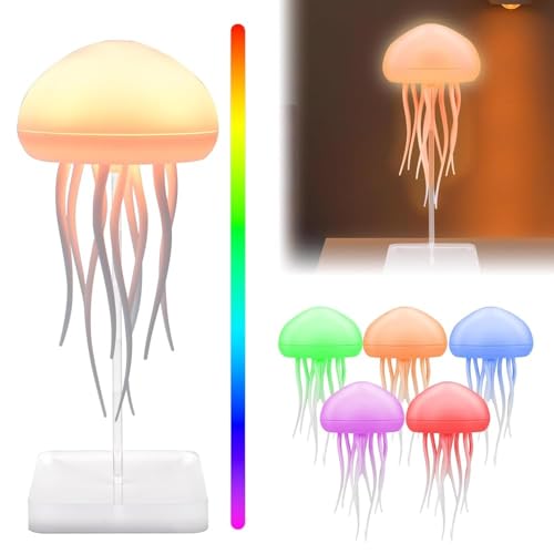 LED Quallen Lampe, Jellyfish Lamp mit Sockel, Intelligente Tentakel Qualle Lampe, Tragbare Aufladbar Jellyfish Lamp, Deko Lampe für Zuhause Büro Weihnachten Geschenke