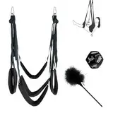 AMZII Liebesschaukel Sexschaukel für die Decke Tür,Sex Möbel BDSM Möbel Fesseln Sex Set mit 5 Extra Breite Polstern,Sex Würfel,Federkitzler,Love Swing Sex Kissen,Sex Swing Belastbar Bis 150kg