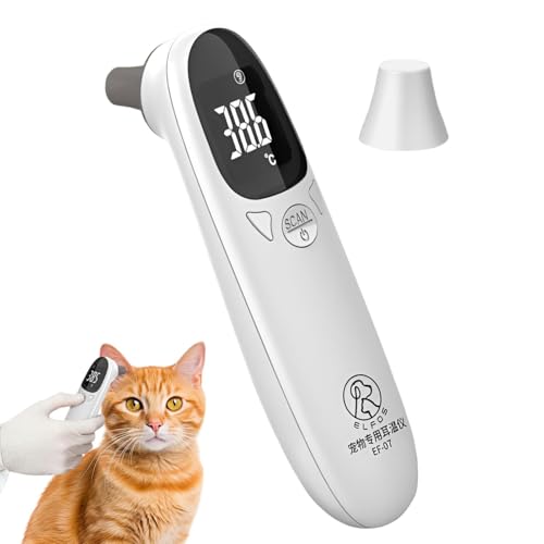 Tierthermometer – Wasserdichte Haustierthermometer, tragbares Temperaturmessgerät | Katzen-Ohrthermometer, hochpräzise Tierthermometer, Fiebermessgerät im Doppelmodus-Design für Haustiere